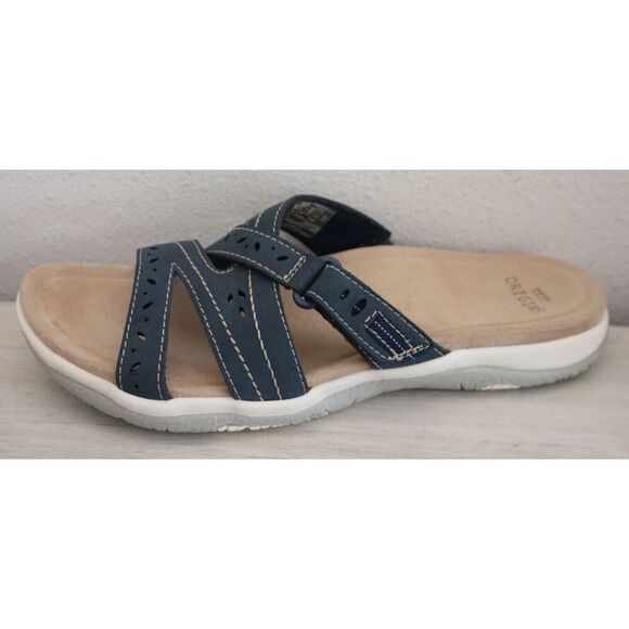 Earth Origins Women's Sz 11 M Navy Blue Perforated Sandra Slide Sandals - Picture 12 of 12